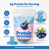 Bonbons gélifiés protéinés végétaliens en sachet, marque privée, complément protéiné, soutien à la croissance musculaire, emballage personnalisable