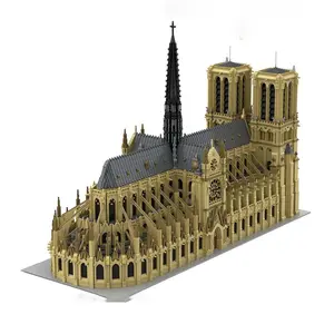 Sortie d'usine 63190 pièces MOC-43974 Notre Dame de Paris église cathédrale modulaire vue sur la rue blocs de construction enfants cadeaux de noël