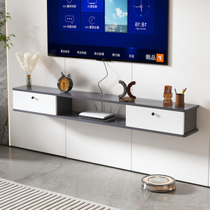 Meuble <span class=keywords><strong>TV</strong></span> mural moderne et simple en bois massif pour salon et chambre, étagère murale <span class=keywords><strong>suspendue</strong></span>, support pour décodeur - Product Image 3