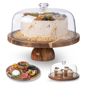 Soporte para Pastel de Madera de Acacia con Tapa, Bandeja Reversible para Servir, Tabla para Quesos, Plato para Exhibir Postres, Ecológico, Solo Lavar a Mano - Product Image 5