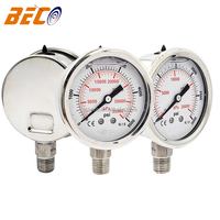 Pressure Gauge 2.5-inch Stainless Steel Shock-proof Pressure Gauge High Pressure 3000psi 5000psi Barometer