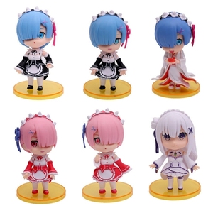 10cm 6pcs/Set Anime Different World Rem Ram Character in Mascot Style PVC Model Plastic Crafts