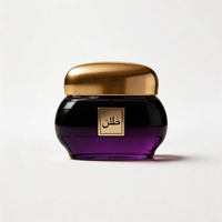 Flacon de parfum en verre violet dégradé incurvé rond avec couvercle en métal doré, contenant de parfum arabe de luxe