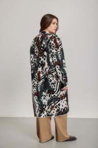 가을 겨울 컬렉션 여성용 플러스 사이즈 포워드 패션 빈티지 애니멀 프린트 도톰한 니트 통기성 롱 가디건 오픈 스티치 - Product Image 4