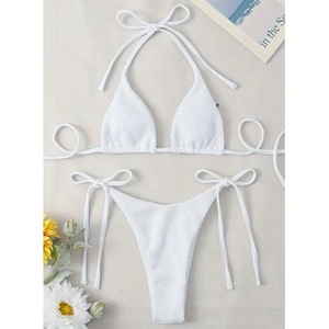 Bikini 2024 Europeo y Americano, Sexy, con Cordones, Tipo Halter, para Mujer, Moda de Comercio Exterior, Traje de Baño de Dos Piezas Multicolor - Product Image 2