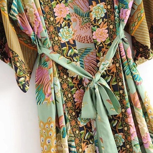 Kimono de viscosa con estampado Floral para hombre y mujer, blusa ajustada de punto abierto, cárdigan Retro bohemio, moda Unisex - Product Image 5