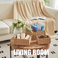 Petit panier en osier pour l'organisation, panier de rangement tissé à la main en corde de papier naturel, idéal pour la décoration de la maison