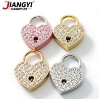 Cadenas en métal en forme de cœur à prix de gros pour coffrets cadeaux de la Saint-Valentin, petite boîte à bijoux en bois dorée avec clé pour mariage