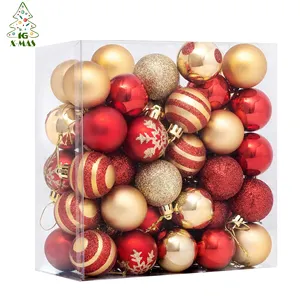 Kg caixa de bolas para árvore de natal, suprimentos para natal, pintura vermelha em 4cm ou 50 peças, enfeites de bolas de árvore de natal