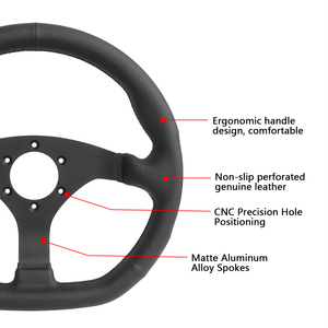 Volant de course perforé en cuir 320 mm, 3 branches, cadre en aluminium noir, universel 6 boulons pour voitures de performance et simulateurs de course - Product Image 3
