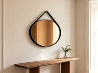 Miroir mural géométrique moderne avec verre teinté ambre et cadre en métal noir pour la décoration murale de la chambre, du salon ou de l'hôtel