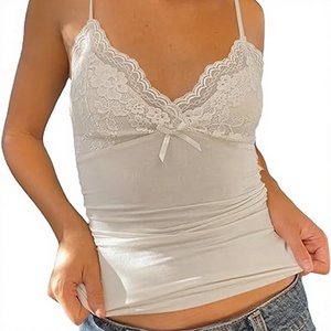 Débardeurs décontractés pour femmes, col en V, dos nu, 100% coton, anti-boulochage - Product Image 3