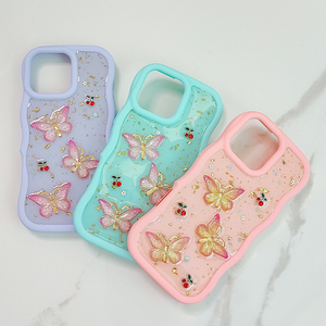 เคสโทรศัพท์ลายผีเสื้อ 3 มิติ แบบ INS Style Big Wave Frame สีสันสดใส วัสดุ TPU สำหรับสาวๆ ใช้กับ <span class=keywords><strong>Apple</strong></span> <span class=keywords><strong>iPhone</strong></span> 18 <span class=keywords><strong>Pro</strong></span> Max 13 <span class=keywords><strong>14</strong></span> 15 16 Plus 17 Air - Product Image 1