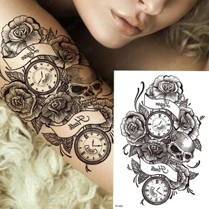 Tatuaje Temporal Impermeable de Rosa Grande, Flor, Mariposa, Pájaro, Estilo Hipster, para <span class=keywords><strong>Mujer</strong></span>, Hombre, Brazo, <span class=keywords><strong>Pierna</strong></span>, Arte Corporal, Tótem - Product Image 3