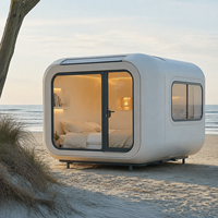 Cabaña Prefabricada Tipo Apple, Completamente Amueblada, Casa Modular Pequeña, Oficina al Aire Libre Lista para Usar, Puerta de Vidrio Aislante