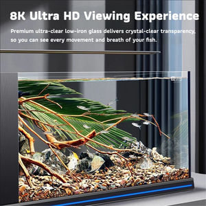 超透明リムレスガラス水槽 <span class=keywords><strong>LED</strong></span>ライト 隠しサイドフィルター 多段階ろ過 デスクトップ水槽 ボックス包装 石付き - Product Image 6
