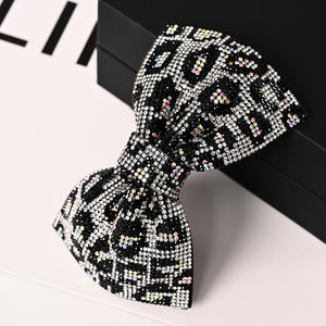 إكسسوارات شعر نسائية من BPHNE مشبك شعر مزين بالأحجار الكريمة على شكل فيونكة مشابك شعر أنيقة بنقشة الفهد مرصعة بالأحجار - Product Image 5