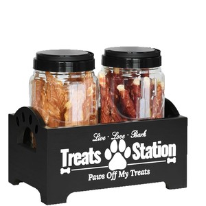 Caja de almacenamiento de comida para perros Treats Station con frascos de plástico y asa para organizar golosinas para mascotas - Product Image 5