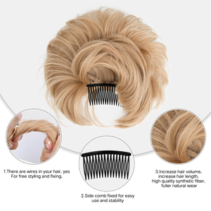 AliLeader <span class=keywords><strong>Chignon</strong></span> Bouclé Synthétique, Postiche <span class=keywords><strong>Chignon</strong></span> Effiloché avec Peigne Latéral à Clipser, Accessoire <span class=keywords><strong>Cheveux</strong></span> Coiffure Haute Désordonnée - Product Image 6