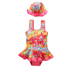 Maillot de bain une pièce à imprimé floral pour filles, doux et élastique, avec bonnet assorti pour la plage, la piscine, la natation et le bain - Product Image 5