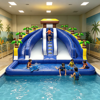 Château gonflable commercial extérieur personnalisé 9*7m 63m² avec toboggan aquatique et piscine pour enfants