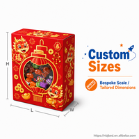 Boîte à bonbons personnalisée avec logo imprimé, en forme de lanterne, avec fenêtre, en papier, pour le Nouvel An chinois, pour les fêtes du Nouvel An lunaire