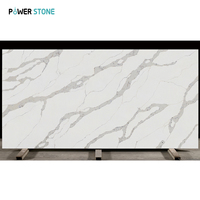 Dalles de pierre de quartz artificiel translucide personnalisées POWER STONE, série Calacatta, imitation albâtre, pour murs de télévision
