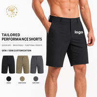 Pantalones Cortos Bermuda para Hombre, Estilo Urbano y Corporativo, con Bolsillos y Botones, Tejido Twill, Cómodos, para Verano y Golf