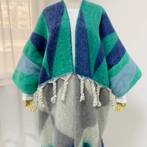 Vintage da donna inverno caldo e colorato con nappine Poncho manica lunga Maxi con mantello scialli sciarpe scialle cappotto <span class=keywords><strong>lungo</strong></span> <span class=keywords><strong>Cardigan</strong></span> donna - Product Image 5
