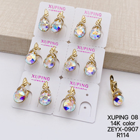 Joyería XUPING al por Mayor, Aros Pequeños de Moda con Circonita Cúbica Sintética Chapada en Oro de 14K y Piedras de Colores para Mujer