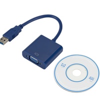 Hochgeschwindigkeits-USB 3.0 Stecker auf VGA Buchse 1080p Koaxialkabel mit Geflechtabschirmung PVC-Ummantelung Plug & Play 12 Monate Garantie Lagerware 0,2m Blau