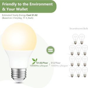 16er-Pack A19 <span class=keywords><strong>LED</strong></span>-Glühbirnen 2700K Warmweiß 8,5W E26 Nicht Dimmbar Schlafzimmer Wohnzimmer Beleuchtung - Product Image 3