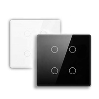 Tuya Smart Life 124mm Brésil Standard Interrupteur Mural WiFi 4Gang Verre Tactile Interrupteur D'éclairage APP Télécommande