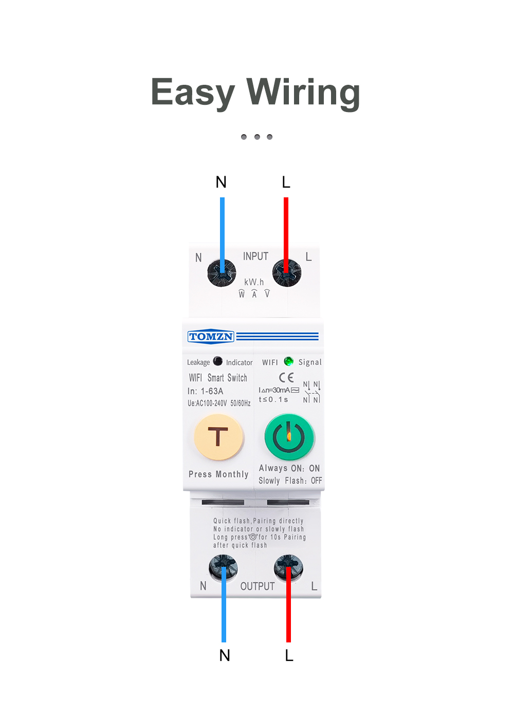 63A smartlife Single Phase WIFI Smart Switch Energy Meter Kwh Metering Monitoring Circuit Breaker Timer Relay MCB TUYA