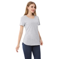 Camiseta de Maternidad de Verano de Manga Corta para Lactancia con Cremallera Invisible, Dobladillo Curvo, Algodón Elástico, Tallas US S-4XL