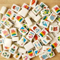 Jeu de Mahjong Américain Mini Parc d'Attractions d'Été en Acrylique Premium Effet Ivoire, Économique, Léger et Résistant aux Rayures, OEM/ODM