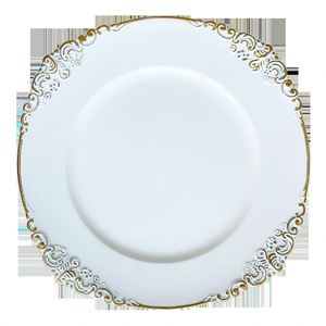 Assiettes de présentation rondes modernes en plastique, 13 pouces, rose et or, pour décoration de mariage, motif floral, vente en gros, pas cher - Product Image 5