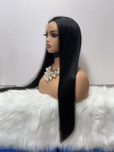 Pelucas de Cabello Humano Liso con Frente de Encaje 13x4, de 22, 24, 26 Pulgadas, Cabello Virgen Brasileño, Pre-Desplumadas para Mujeres Negras - Product Image 3