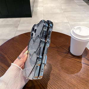 Ốp điện thoại <span class=keywords><strong>iPhone</strong></span> 16 15 14 13 12 Pro Max kiểu dáng thời trang, lấp lánh 3D, hình trái tim Chrome, phong cách Nhật Bản Hàn Quốc, dễ thương, mềm mại - Product Image 2
