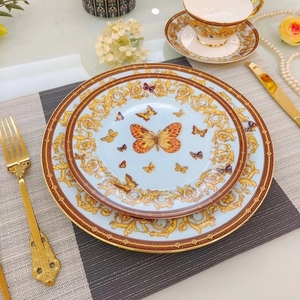 Wholesale Luxury Plate Set Porcelain Luxury <b>Dinnerware</b> Dishes 10 Inch Plates Bone China <b>Dinnerware</b> Sets for Restanrants - Product Image 3