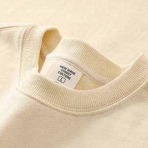 Alta calidad 450gms algodón cuello redondo sudadera para hombres bordado pesado pulóver patrón sólido otoño temporada Essentials - Product Image 3