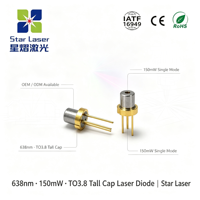Diode laser ordinaire continue - Nouvelle tête laser SHARP, longueur d'onde 638 nm, puissance 150 mW