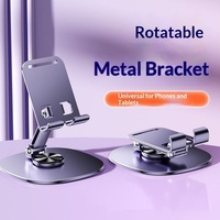Support de téléphone portable de bureau en métal, portable, en aluminium, entièrement pliable, angle réglable, rotation à 360°, support de téléphone portable