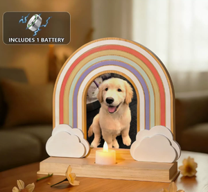 Rainbow Bridge Pet <b>Memorial</b> Photo Frame Candle Holder Wooden Tabletop Pet Loss Remembrance Sympathy <b>Gift</b> For <b>Dog</b> Cat - Product Image 1