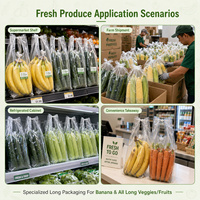Sacs en BOPP de qualité alimentaire pour produits frais, micro-perforés, avec poignée, pour l'emballage de légumes, fruits et aliments (vente en gros)