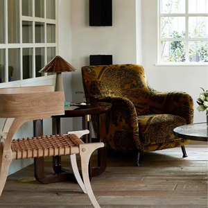 बाघ पर्वत पैटर्न आधुनिक नवर्डिक अवकाश कुर्सी, घर कार्यालय या बेडरूम के कमरे के फर्नीचर के लिए असलबवाला पैर - Product Image 4