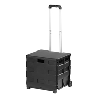 Chariot de courses pliable en plastique coréen, chariot à main portable, chariot roulant, caisse de camping à 2 roues, plateforme 35 kg, couleurs personnalisées