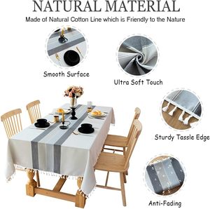 Skymoving mới tùy chỉnh sang trọng <span class=keywords><strong>Polyester</strong></span> Linen ăn Khăn trải bàn với tua cho nhà hình chữ nhật khăn trải bàn vải - Product Image 2