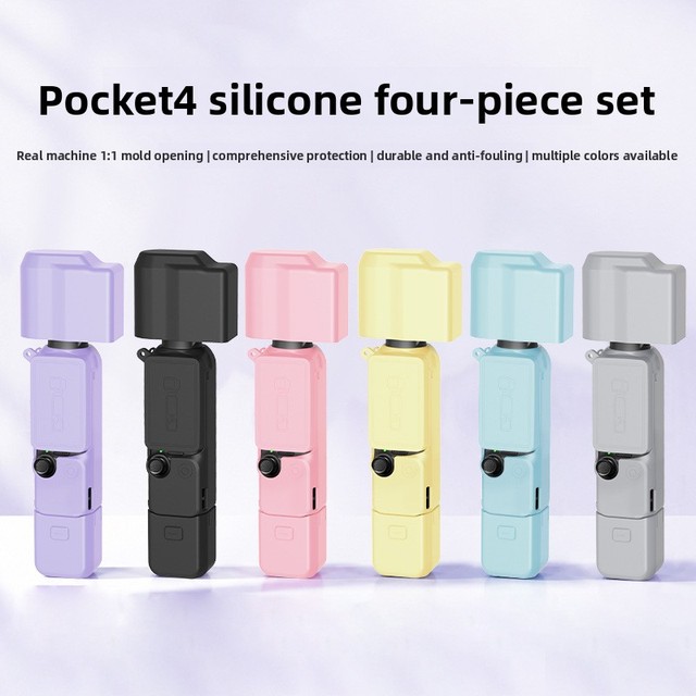 4-Piece Silicone Case Set for DJI Osmo Pocket 4 Full Body Protective Cover Skin Action Camera Accessories