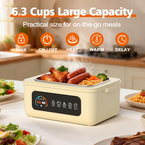 Boîte à lunch électrique à chauffage rapide 20000mah 9V 5A, portable, capacité 1,5L, sans fil, USB-C, en acier inoxydable - Product Image 3
